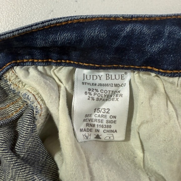 Judy Blue Jeans Womens 15 / 32 Wide Leg Cropped Raw Hem Distressed Stretch - Picture 8 of 10